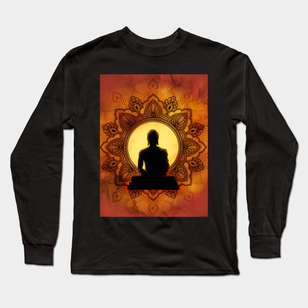 Incandescent Buddha Long Sleeve T-Shirt by MCAshe spiritual art 